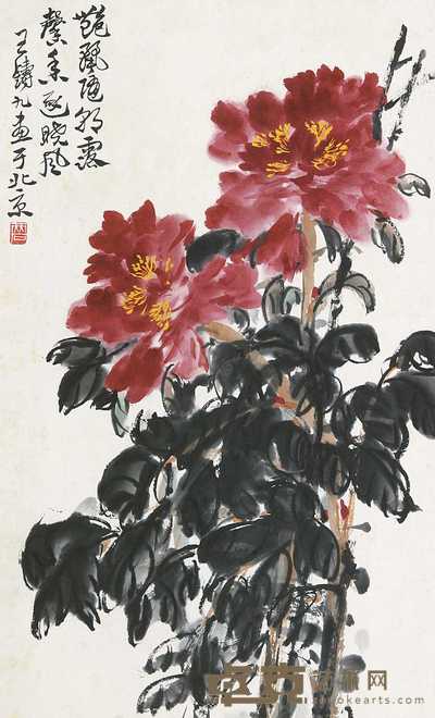 王铸九 牡丹 立轴 71×43cm